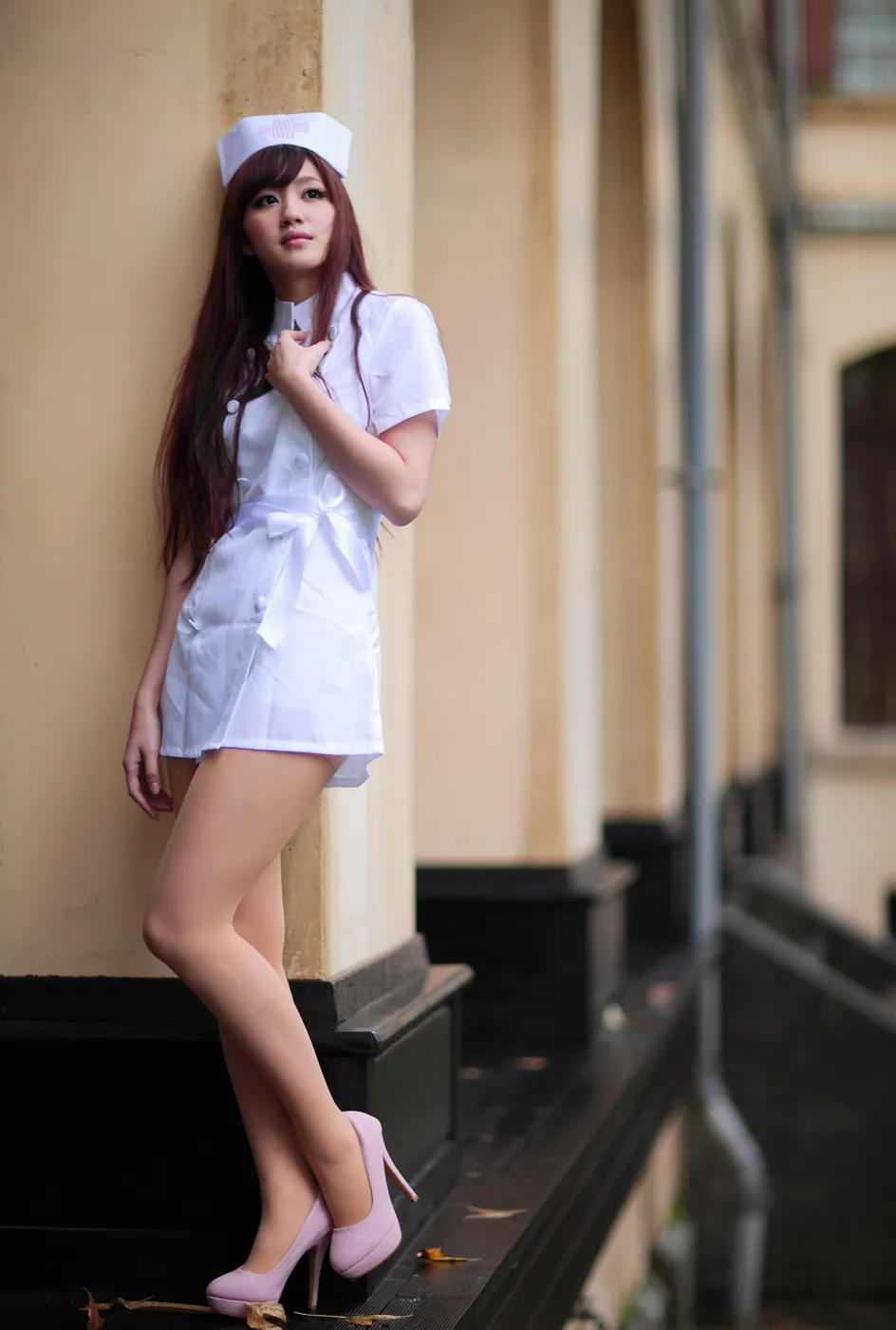 [Mzsock] NO.204 Xiaoya nurse uniform, stockings, high heels and beautiful legs street photography#[70P]-63