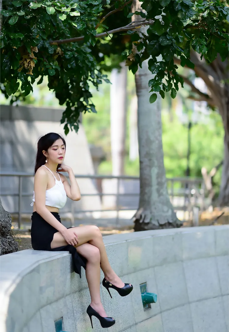 [Mzsock] NO.162 Sasha belly-baring high-cut long skirt with high heels and beautiful legs street photography#[105P]-52