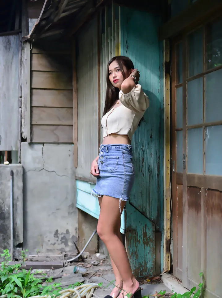 [Mzsock] NO.203 Xu Xiaozhen denim short skirt, high heels and beautiful legs street photography#[73P]-1