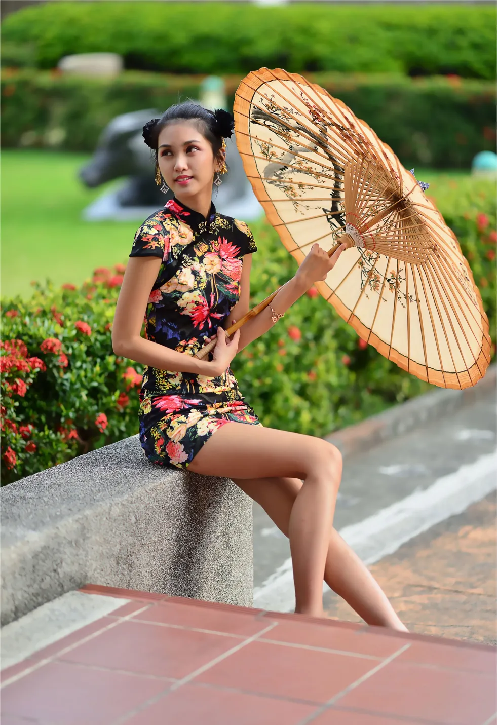 [Mzsock] NO.191 Chen Mengxin short cheongsam high heels beautiful legs street photography#[100P]-24